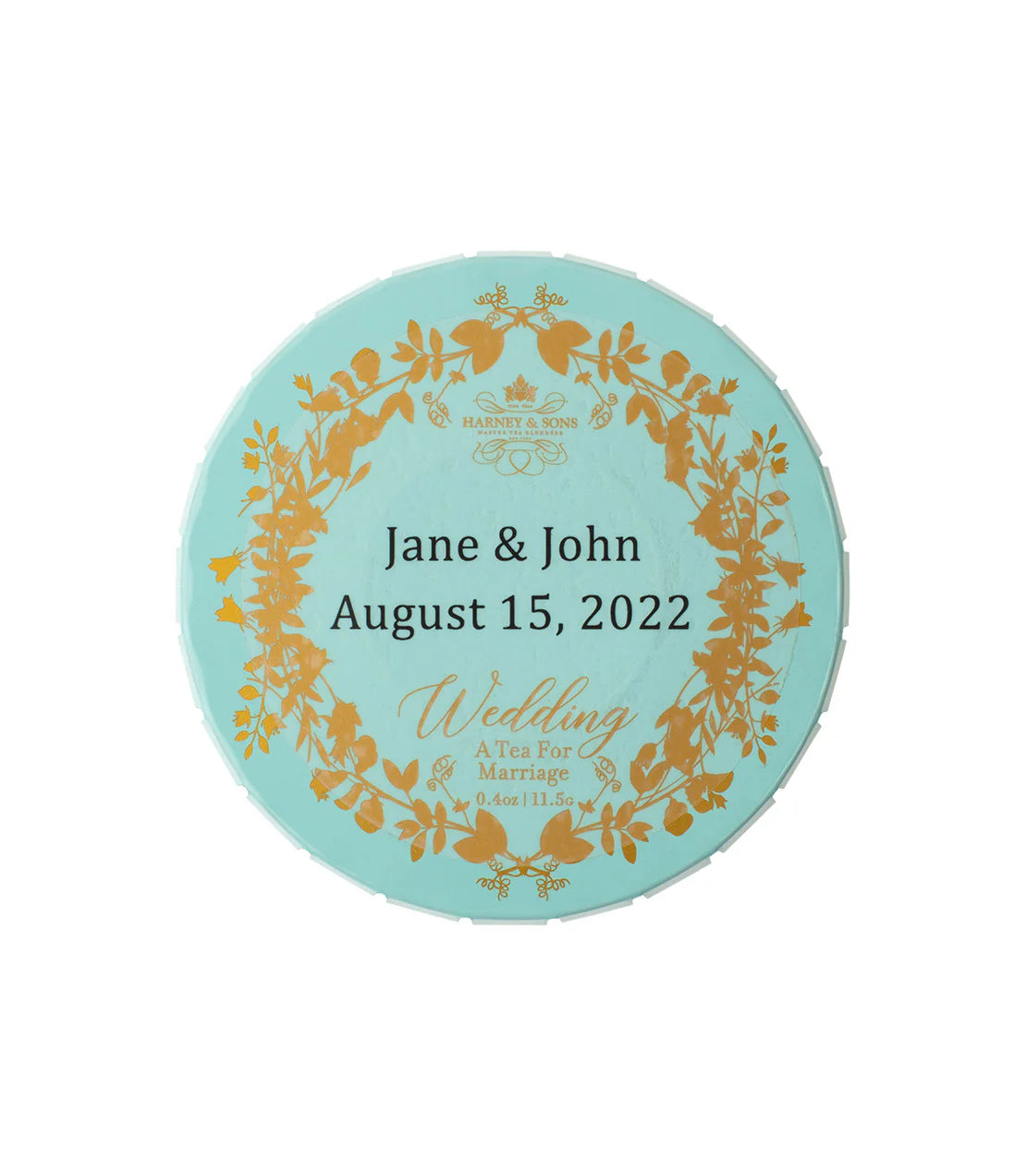 Wedding Tea, Personalized Tagalong Tin of 5 Sachets